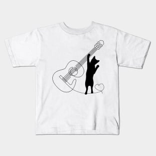 Cat loves guitar Tshirt Kids T-Shirt